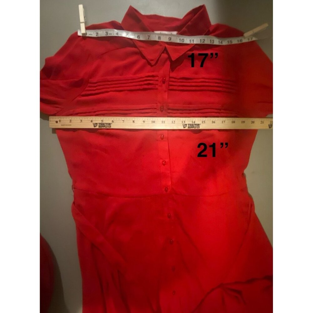 Nanette Lepore Shirt Dress Womens 14 Red Long Sleeve Collared Button Front 2 Pc - Picture 7 of 16